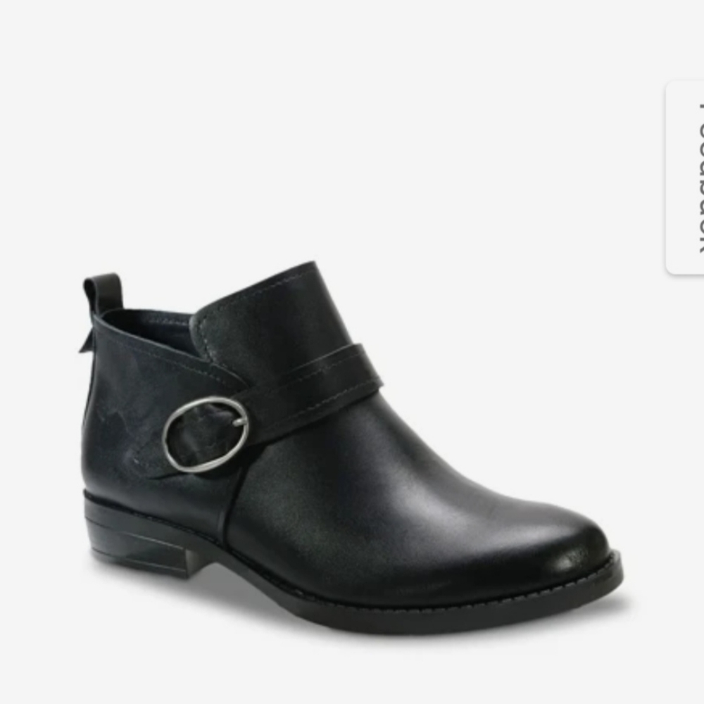 Black Women's Ankle Boot with Buckle Strap